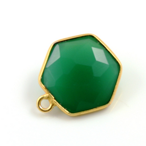 Green Onyx Faceted Modern Hexagon Bezel, (BZC9025/GNX/MD) - Beadspoint