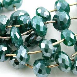 Green Onyx Mystic finish Faceted Roundels, (GNXM/FRNDL/10) - Beadspoint