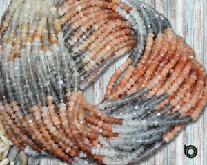 Multi Moonstone Faceted Roundel Beads, (MMNS354RNDL) - Beadspoint