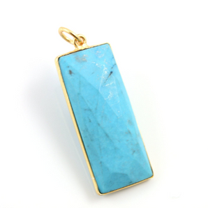 Natural Turquoise Long Bar Bezel , (BZC9051/TUR) - Beadspoint