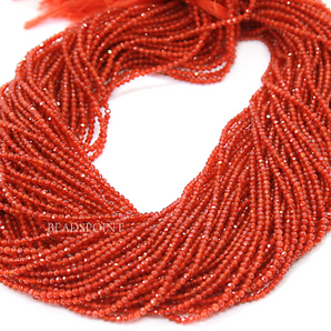 Carnelian Shaded Micro Faceted Rondelle Beads, (CARN-2.5FRNDL) - Beadspoint