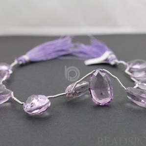 Pink Amethyst Flat Faceted Pear Shape Beads, (PAM9x11-10x16PEAR) - Beadspoint