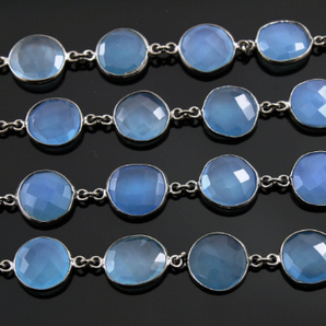 Blue Chalcedony Faceted Oval Chain, (BC-BCL-05) - Beadspoint