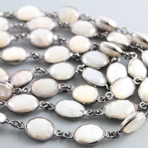 Mystic Moonstone Faceted Oval Chain,(BC-MNS-18) - Beadspoint