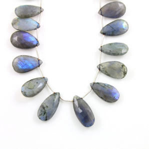 Blue Flashes Labradorite Faceted Pear Briolettes Beads, LAB26x12PR) - Beadspoint