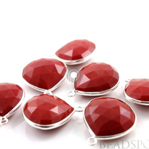 Red Onyx Faceted Heart Bezel, (SSBZ6073) - Beadspoint