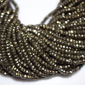 Pyrite Faceted Roundel Beads, (PYRT450RNDL) - Beadspoint