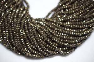 Pyrite Faceted Roundel Beads, (PYRT450RNDL) - Beadspoint