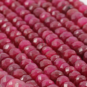 Ruby Faceted Rondelle Beads, (RBY4FRNDL) - Beadspoint