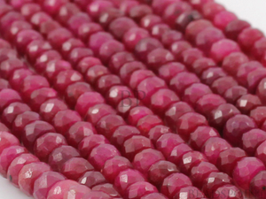 Ruby Faceted Rondelle Beads, (RBY4FRNDL) - Beadspoint