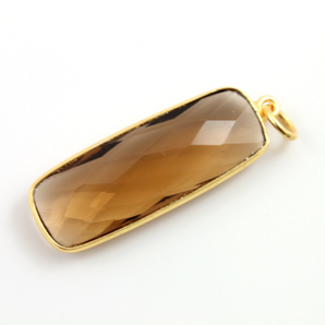 Smokey Topaz Faceted Long Bar Pendant, (BZC9051/STZ) - Beadspoint