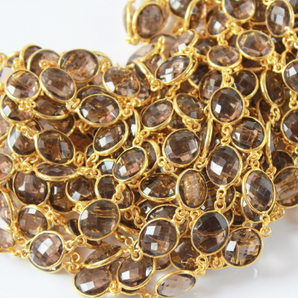 Smokey Topaz Faceted Oval Chain, (GMC-STZ-13x11) - Beadspoint