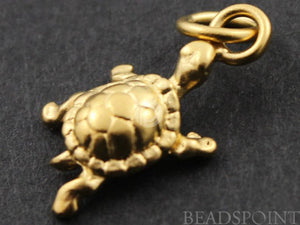 24K Gold Vermeil Over Sterling Silver Lucky Turtle Charm -- VM/CH7/CR28 - Beadspoint