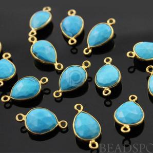 Turquoise Faceted Pear Bezel Connector, (BZC7119) - Beadspoint