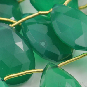 Green Onyx Faceted Pear Drops, (GRX12x16Pear) - Beadspoint