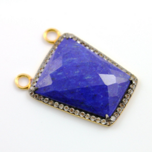 Genuine Lapis Faceted Fancy Shape Silversmiths Penant, (LPS/WTZ/27x22) - Beadspoint