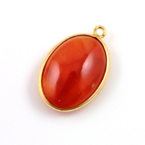 Carnelian Oval Bezel, Gold Vermeil, 22X14 mm (CPNDT096) - Beadspoint