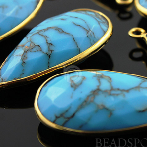 Blue Turquoise Faceted Pear Bezel, (BZC7064) - Beadspoint