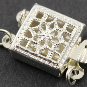 Sterling Silver Filigree Box Clasp w/ 2 Rings, (SS/956/2) - Beadspoint