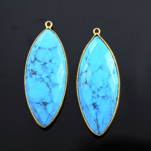 Blue Turquoise Faceted Marquise Bezel, (BZCT7099) - Beadspoint