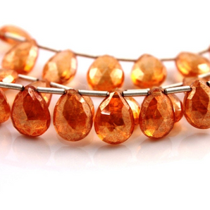 Orange Topaz Faceted Pear Drop, 8x11 mm, 1 Full Strand, (TPZOR/PR/8x11) - Beadspoint