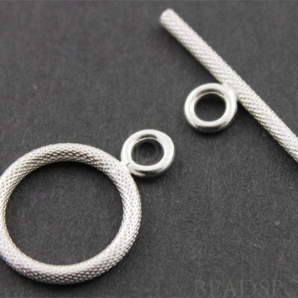 Sterling Silver Textured  Toggle Clasp,(SS/1079) - Beadspoint