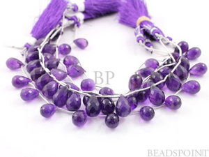 Dark Purple African Amethyst Faceted Tear Drops, (4AM6x9TEAR) - Beadspoint