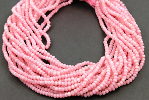 Pink Opal Micro Faceted Rondelles Gemstones, (POPL/RNDL/3.5-4) - Beadspoint