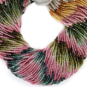 Tourmaline Roundel Micro Faceted Rondelle Beads, (TOUR-2RNDL) - Beadspoint