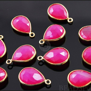 Fuschia Pink Chalcedony Faceted Baby Pear Bezel, (BZC7392-A) - Beadspoint