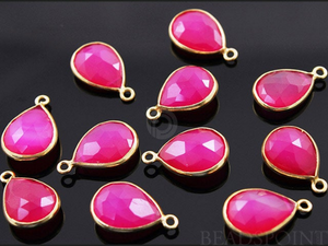 Fuschia Pink Chalcedony Faceted Baby Pear Bezel, (BZC7392-A) - Beadspoint