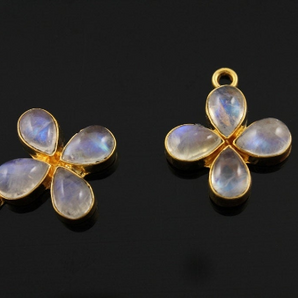 Rainbow Moonstone Smooth Flower Bezel, (BZC-2061) - Beadspoint