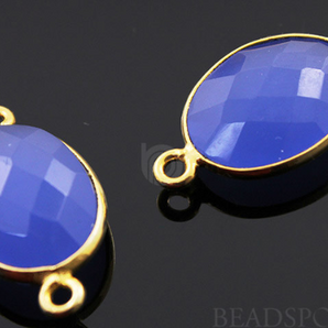 Dark Blue Chalcedony Faceted Oval Bezel, (BZC7496) - Beadspoint