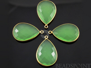 Green Chalcedony Faceted Pear Shape Bezel, Gold Vermeil (BZC7305) - Beadspoint