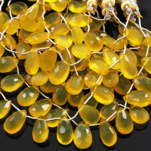 Yellow Chalcedony Faceted Pear Drops, (YCHLC/9x15PR), - Beadspoint