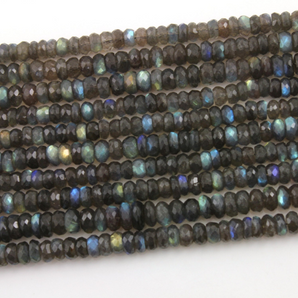 Labradorite Faceted Roundels Necklace, (LAB/8x5/RNDL) - Beadspoint