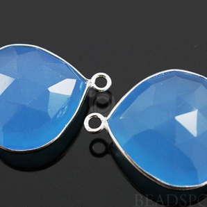 Cobalt Blue Chalcedony Faceted Heart Shape Bezel, (SSBZ7044) - Beadspoint