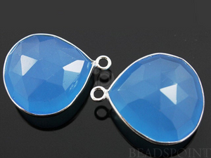 Cobalt Blue Chalcedony Faceted Heart Shape Bezel, (SSBZ7044) - Beadspoint