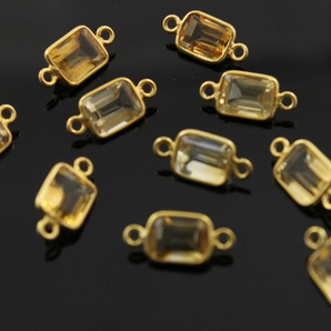 Citrine Tiny Faceted Rectangle Connector, (BZC9005) - Beadspoint