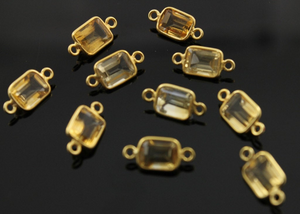 Citrine Tiny Faceted Rectangle Connector, (BZC9005) - Beadspoint