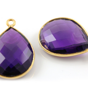 Natural Amethyst Faceted Pear Bezel, (BZC7425) - Beadspoint