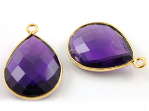 Natural Amethyst Faceted Pear Bezel, (BZC7425) - Beadspoint