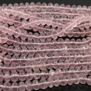 Rose Quartz Faceted Rondelle Beads, (RQTZ/RDL/5-8) - Beadspoint