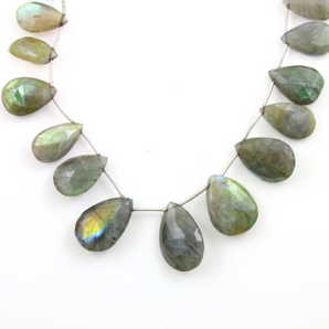 Labradorite Faceted Pear Briolettes Beads, (LAB24x15PR) - Beadspoint