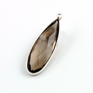 Smokey Topaz Faceted Elongated Pear Bezel, (SSBZC9020/ST) - Beadspoint