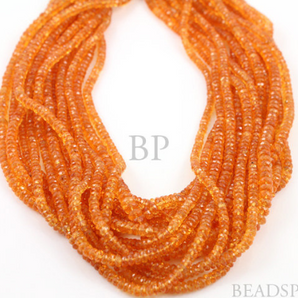 Natural Orange Sapphire, Micro Faceted Roundel, (SPH3-4FRNDL(org)) - Beadspoint