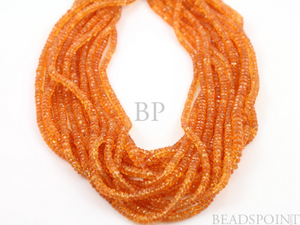 Natural Orange Sapphire, Micro Faceted Roundel, (SPH3-4FRNDL(org)) - Beadspoint
