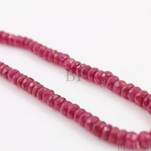 Ruby Smooth Rondelle Beads, (RBY/RNDL/5-7) - Beadspoint