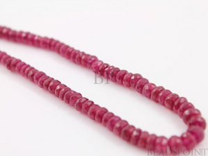 Ruby Smooth Rondelle Beads, (RBY/RNDL/5-7) - Beadspoint