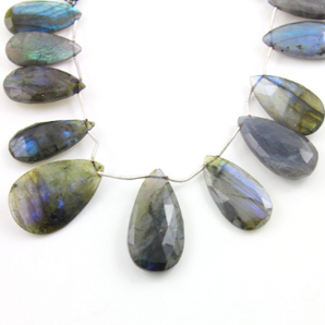 Blue Flashes Labradorite Faceted Pear Briolettes Beads, (LAB34x21PR) - Beadspoint